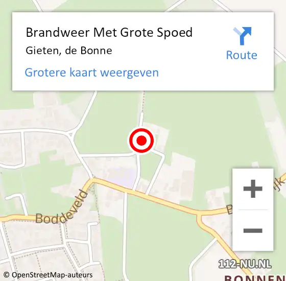 Locatie op kaart van de 112 melding: Brandweer Met Grote Spoed Naar Gieten, de Bonne op 2 oktober 2021 08:41