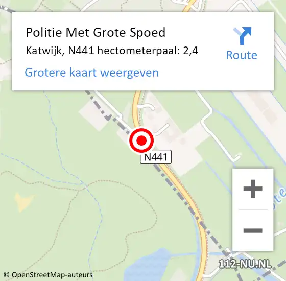 Locatie op kaart van de 112 melding: Politie Met Grote Spoed Naar Katwijk, N441 hectometerpaal: 2,4 op 2 oktober 2021 08:43