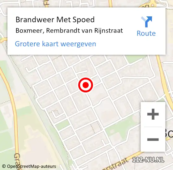 Locatie op kaart van de 112 melding: Brandweer Met Spoed Naar Boxmeer, Rembrandt van Rijnstraat op 2 oktober 2021 08:51