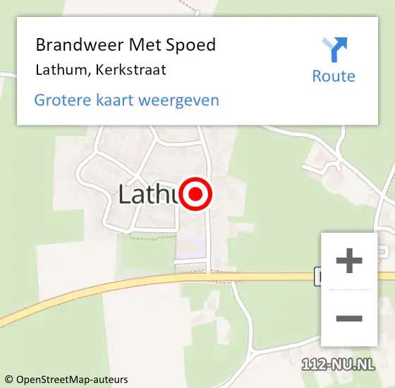 Locatie op kaart van de 112 melding: Brandweer Met Spoed Naar Lathum, Kerkstraat op 2 oktober 2021 09:01