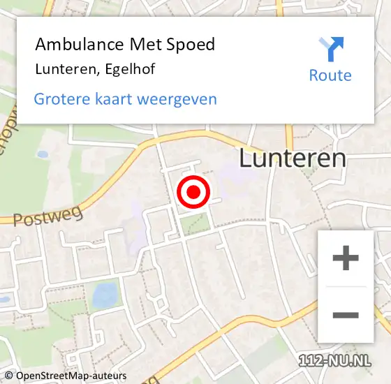 Locatie op kaart van de 112 melding: Ambulance Met Spoed Naar Lunteren, Egelhof op 2 oktober 2021 09:12
