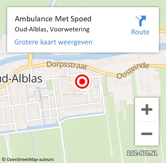 Locatie op kaart van de 112 melding: Ambulance Met Spoed Naar Oud-Alblas, Voorwetering op 2 oktober 2021 09:18