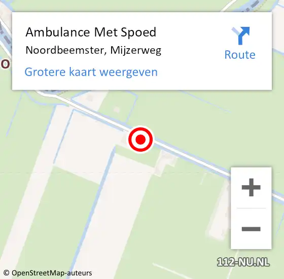Locatie op kaart van de 112 melding: Ambulance Met Spoed Naar Noordbeemster, Mijzerweg op 2 oktober 2021 09:42