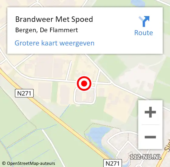 Locatie op kaart van de 112 melding: Brandweer Met Spoed Naar Bergen, De Flammert op 2 oktober 2021 09:46