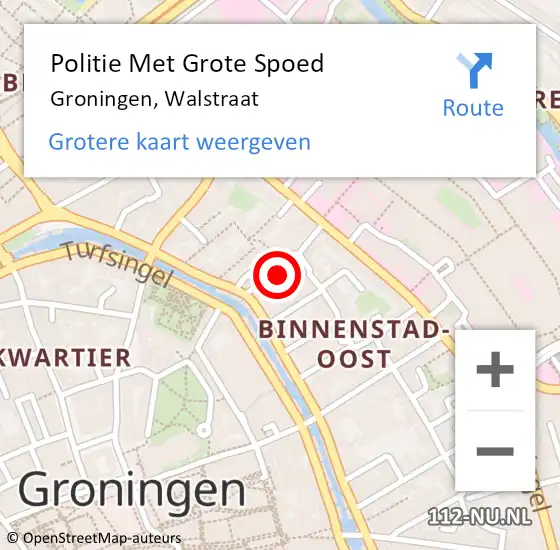 Locatie op kaart van de 112 melding: Politie Met Grote Spoed Naar Groningen, Walstraat op 2 oktober 2021 09:47