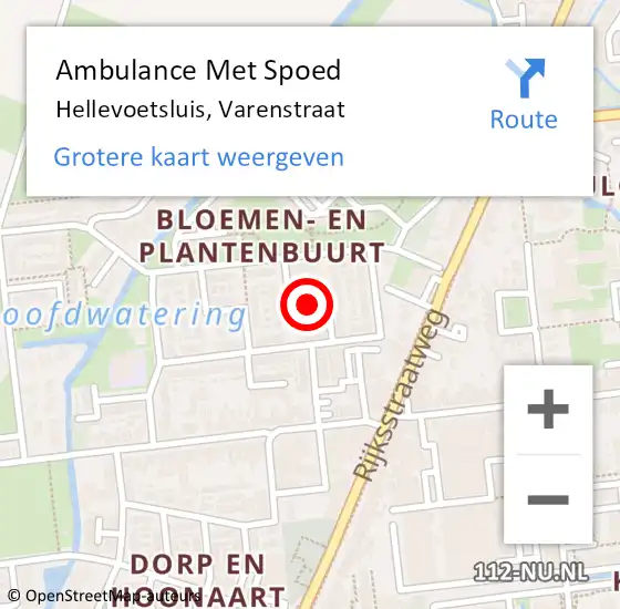 Locatie op kaart van de 112 melding: Ambulance Met Spoed Naar Hellevoetsluis, Varenstraat op 2 oktober 2021 09:50