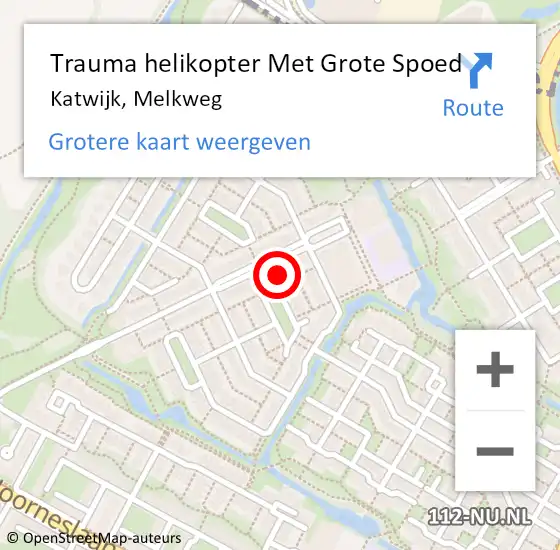 Locatie op kaart van de 112 melding: Trauma helikopter Met Grote Spoed Naar Katwijk, Melkweg op 2 oktober 2021 09:57