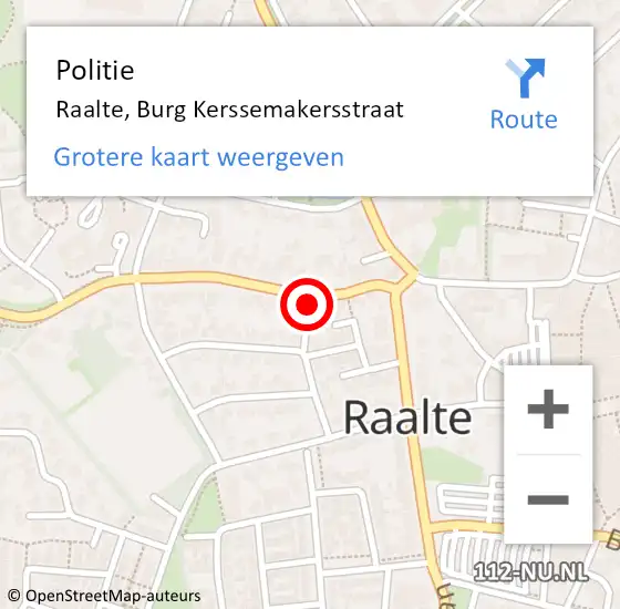 Locatie op kaart van de 112 melding: Politie Raalte, Burg Kerssemakersstraat op 2 oktober 2021 10:17