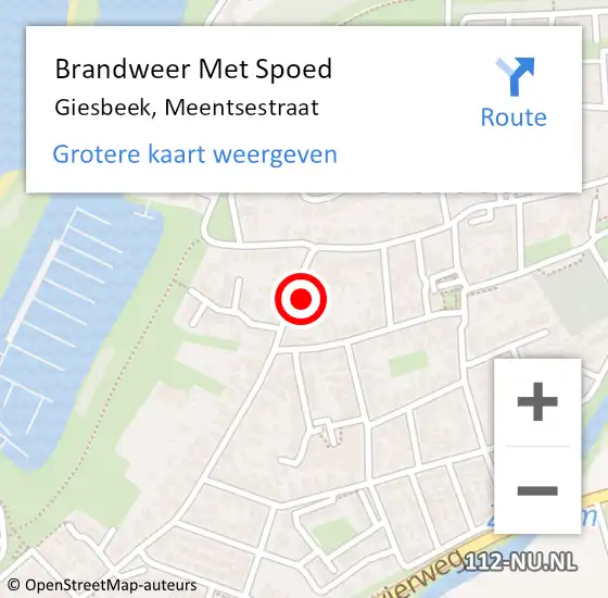 Locatie op kaart van de 112 melding: Brandweer Met Spoed Naar Giesbeek, Meentsestraat op 2 oktober 2021 10:34