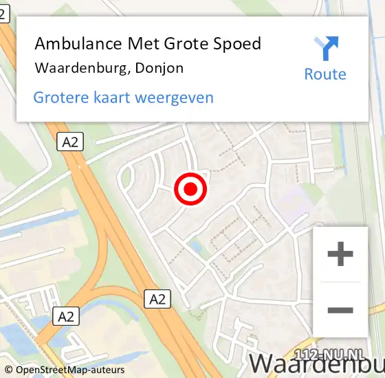 Locatie op kaart van de 112 melding: Ambulance Met Grote Spoed Naar Waardenburg, Donjon op 2 oktober 2021 10:39