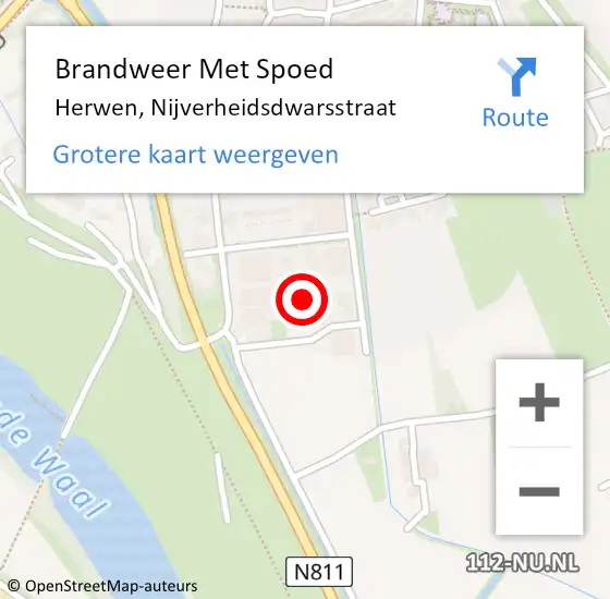 Locatie op kaart van de 112 melding: Brandweer Met Spoed Naar Herwen, Nijverheidsdwarsstraat op 2 oktober 2021 10:42