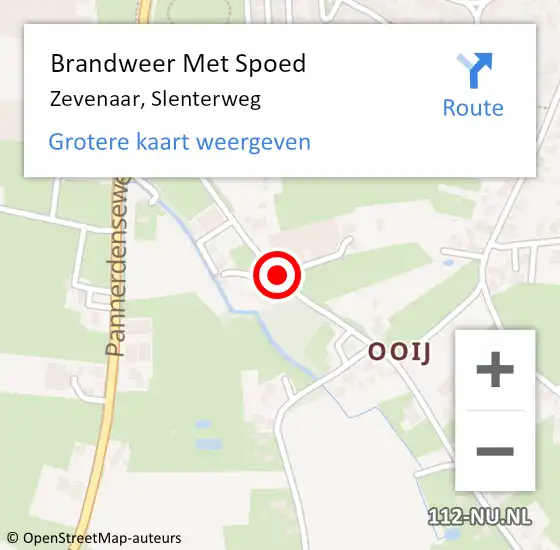 Locatie op kaart van de 112 melding: Brandweer Met Spoed Naar Zevenaar, Slenterweg op 2 oktober 2021 10:52