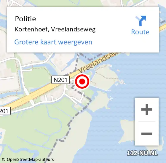 Locatie op kaart van de 112 melding: Politie Kortenhoef, Vreelandseweg op 2 oktober 2021 10:56