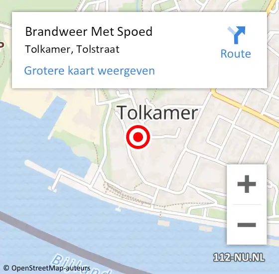 Locatie op kaart van de 112 melding: Brandweer Met Spoed Naar Tolkamer, Tolstraat op 2 oktober 2021 10:58