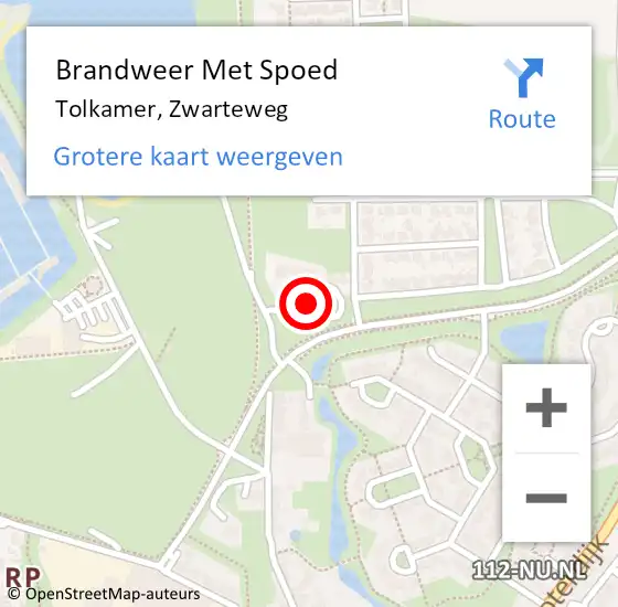 Locatie op kaart van de 112 melding: Brandweer Met Spoed Naar Tolkamer, Zwarteweg op 2 oktober 2021 11:07