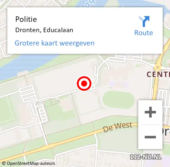 Locatie op kaart van de 112 melding: Politie Dronten, Educalaan op 2 oktober 2021 11:09