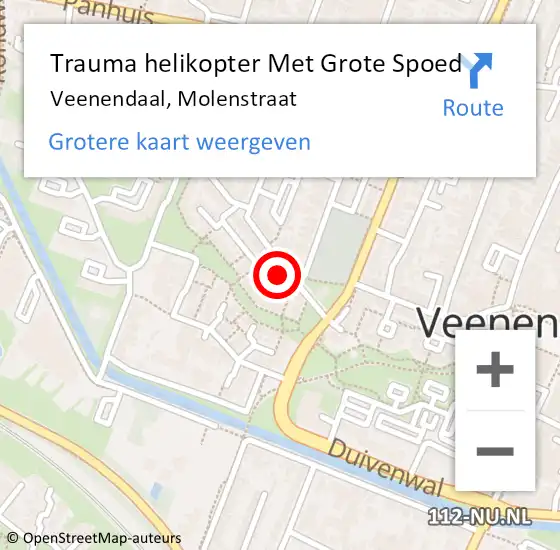 Locatie op kaart van de 112 melding: Trauma helikopter Met Grote Spoed Naar Veenendaal, Molenstraat op 2 oktober 2021 11:20
