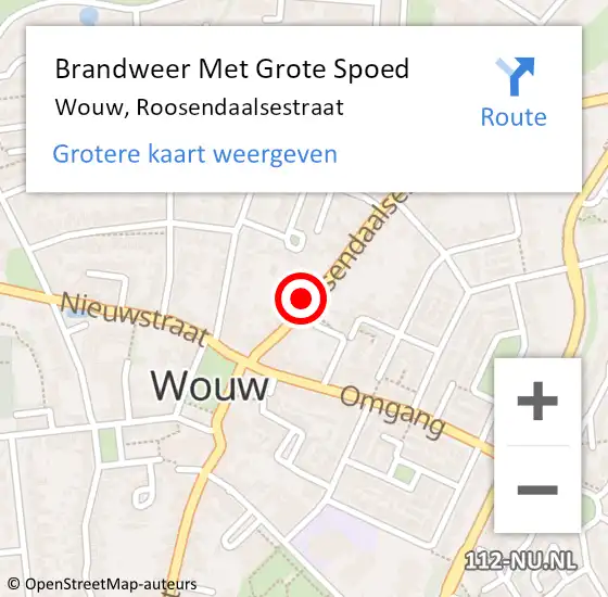 Locatie op kaart van de 112 melding: Brandweer Met Grote Spoed Naar Wouw, Roosendaalsestraat op 2 oktober 2021 11:31