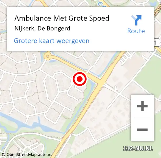 Locatie op kaart van de 112 melding: Ambulance Met Grote Spoed Naar Nijkerk, De Bongerd op 2 oktober 2021 11:46