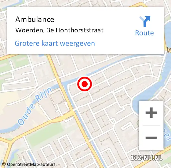 Locatie op kaart van de 112 melding: Ambulance Woerden, 3e Honthorststraat op 24 juni 2014 18:05