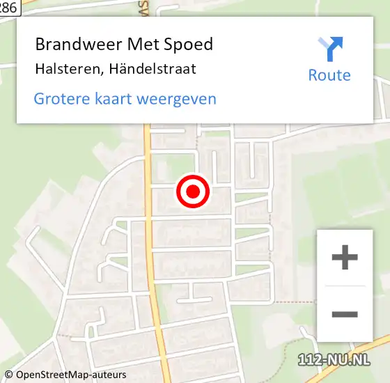 Locatie op kaart van de 112 melding: Brandweer Met Spoed Naar Halsteren, Händelstraat op 2 oktober 2021 12:19