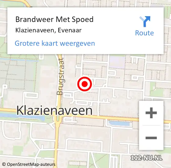 Locatie op kaart van de 112 melding: Brandweer Met Spoed Naar Klazienaveen, Evenaar op 2 oktober 2021 12:29