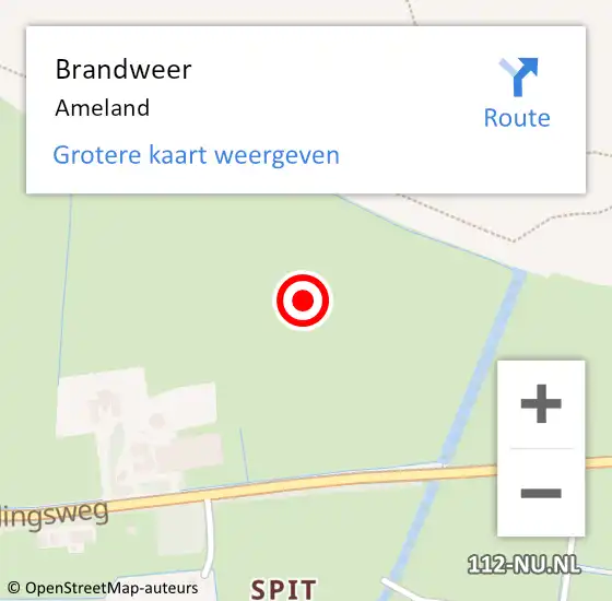 Locatie op kaart van de 112 melding: Brandweer Ameland op 24 juni 2014 18:14