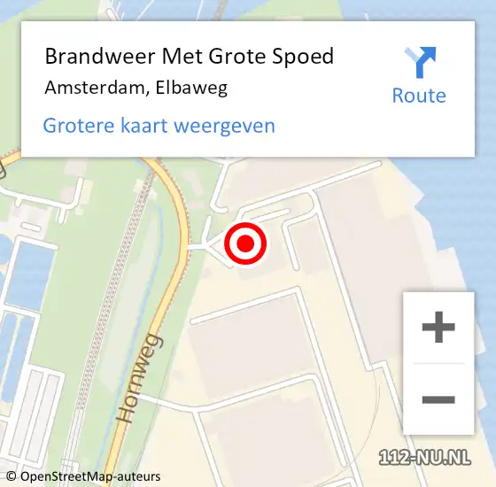 Locatie op kaart van de 112 melding: Brandweer Met Grote Spoed Naar Amsterdam, Elbaweg op 2 oktober 2021 12:56