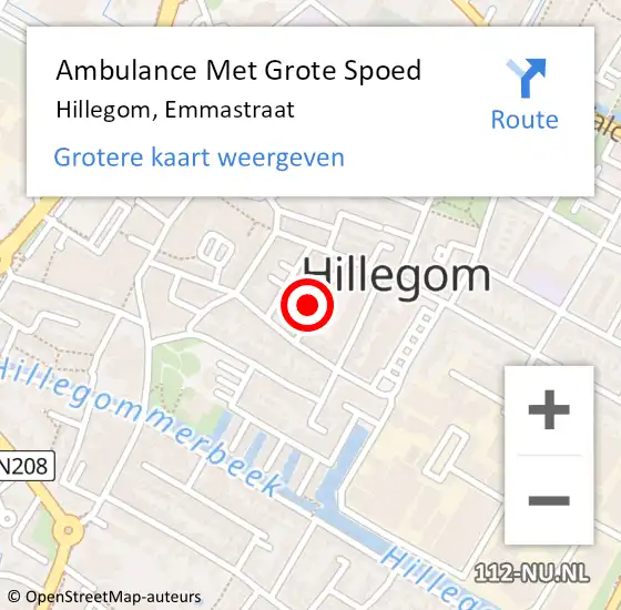 Locatie op kaart van de 112 melding: Ambulance Met Grote Spoed Naar Hillegom, Emmastraat op 24 juni 2014 18:15