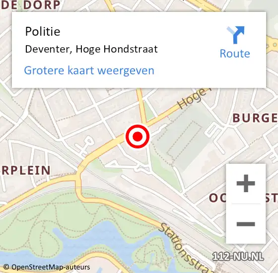 Locatie op kaart van de 112 melding: Politie Deventer, Hoge Hondstraat op 2 oktober 2021 13:02