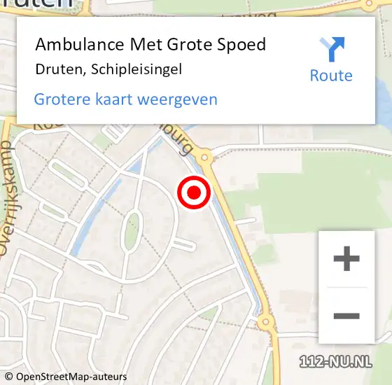 Locatie op kaart van de 112 melding: Ambulance Met Grote Spoed Naar Druten, Schipleisingel op 2 oktober 2021 13:03