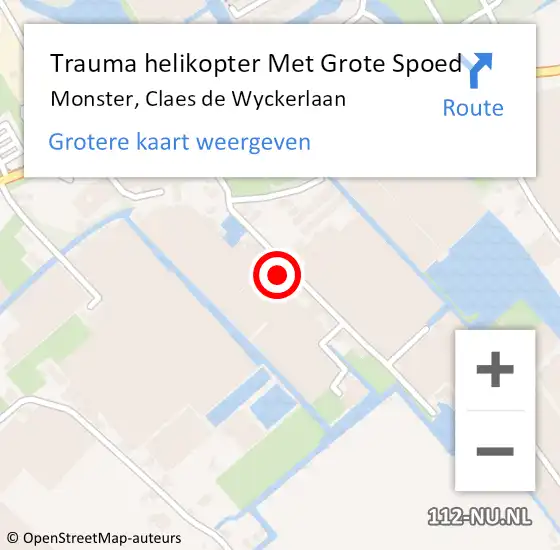 Locatie op kaart van de 112 melding: Trauma helikopter Met Grote Spoed Naar Monster, Claes de Wyckerlaan op 2 oktober 2021 13:22