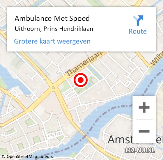 Locatie op kaart van de 112 melding: Ambulance Met Spoed Naar Uithoorn, Prins Hendriklaan op 2 oktober 2021 13:31