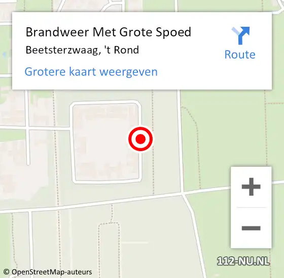 Locatie op kaart van de 112 melding: Brandweer Met Grote Spoed Naar Beetsterzwaag, 't Rond op 2 oktober 2021 13:33