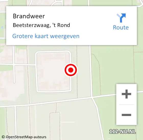 Locatie op kaart van de 112 melding: Brandweer Beetsterzwaag, 't Rond op 2 oktober 2021 13:35