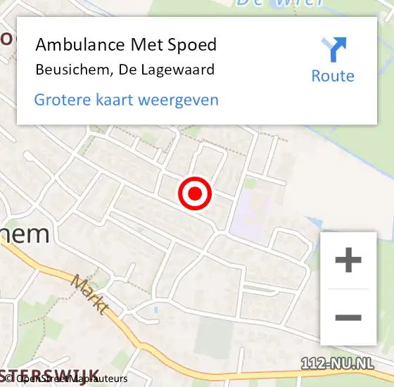 Locatie op kaart van de 112 melding: Ambulance Met Spoed Naar Beusichem, De Lagewaard op 2 oktober 2021 13:59