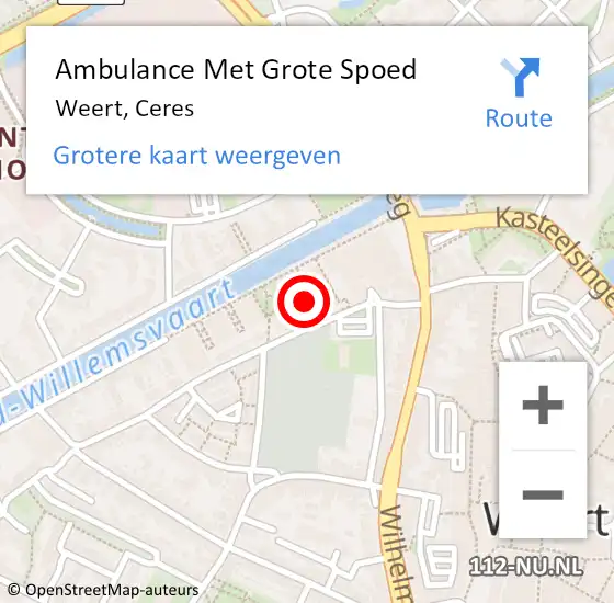 Locatie op kaart van de 112 melding: Ambulance Met Grote Spoed Naar Weert, Ceres op 2 oktober 2021 14:22