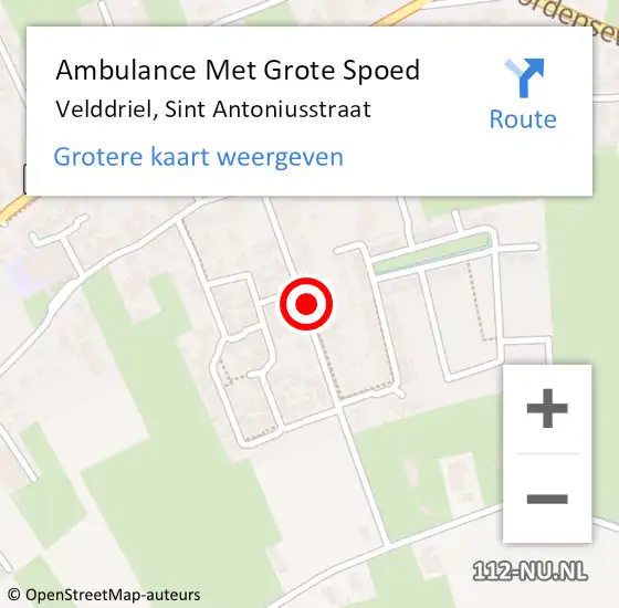 Locatie op kaart van de 112 melding: Ambulance Met Grote Spoed Naar Velddriel, Sint Antoniusstraat op 2 oktober 2021 14:36