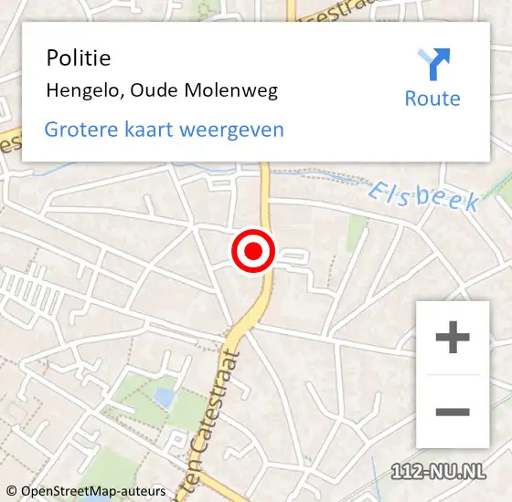Locatie op kaart van de 112 melding: Politie Hengelo, Oude Molenweg op 2 oktober 2021 14:47