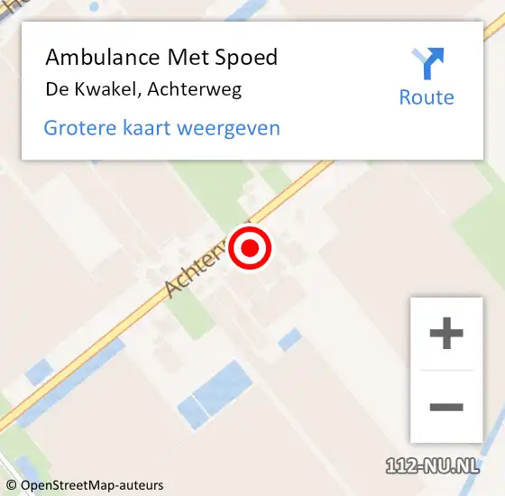 Locatie op kaart van de 112 melding: Ambulance Met Spoed Naar De Kwakel, Achterweg op 2 oktober 2021 15:13