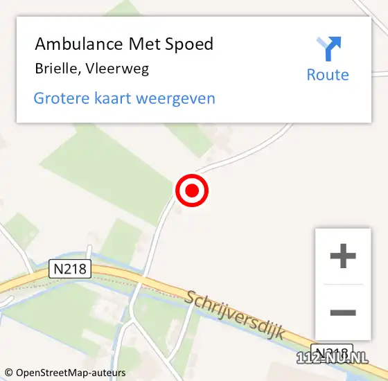 Locatie op kaart van de 112 melding: Ambulance Met Spoed Naar Brielle, Vleerweg op 2 oktober 2021 15:22