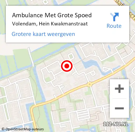 Locatie op kaart van de 112 melding: Ambulance Met Grote Spoed Naar Volendam, Hein Kwakmanstraat op 2 oktober 2021 15:50