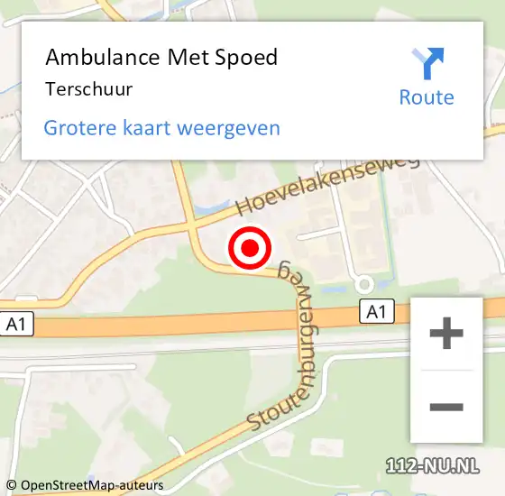 Locatie op kaart van de 112 melding: Ambulance Met Spoed Naar Terschuur op 2 oktober 2021 15:51