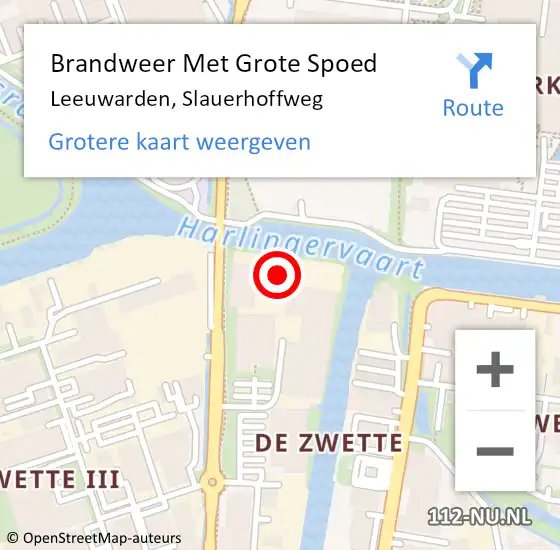 Locatie op kaart van de 112 melding: Brandweer Met Grote Spoed Naar Leeuwarden, Slauerhoffweg op 2 oktober 2021 15:58