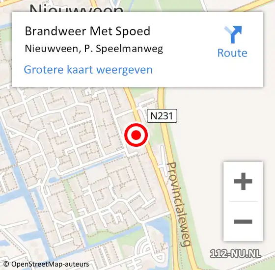 Locatie op kaart van de 112 melding: Brandweer Met Spoed Naar Nieuwveen, P. Speelmanweg op 24 juni 2014 18:33