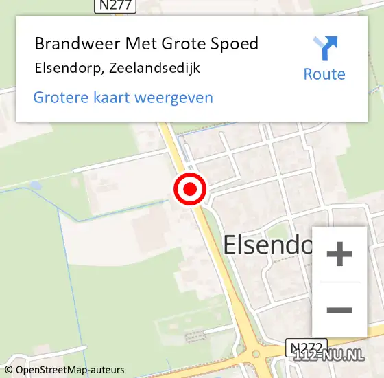 Locatie op kaart van de 112 melding: Brandweer Met Grote Spoed Naar Elsendorp, Zeelandsedijk op 2 oktober 2021 16:03