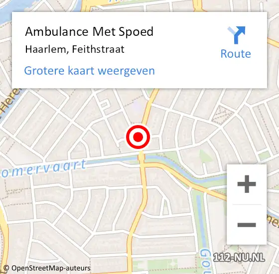 Locatie op kaart van de 112 melding: Ambulance Met Spoed Naar Haarlem, Feithstraat op 2 oktober 2021 16:11