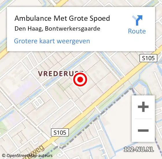 Locatie op kaart van de 112 melding: Ambulance Met Grote Spoed Naar Den Haag, Bontwerkersgaarde op 2 oktober 2021 16:16