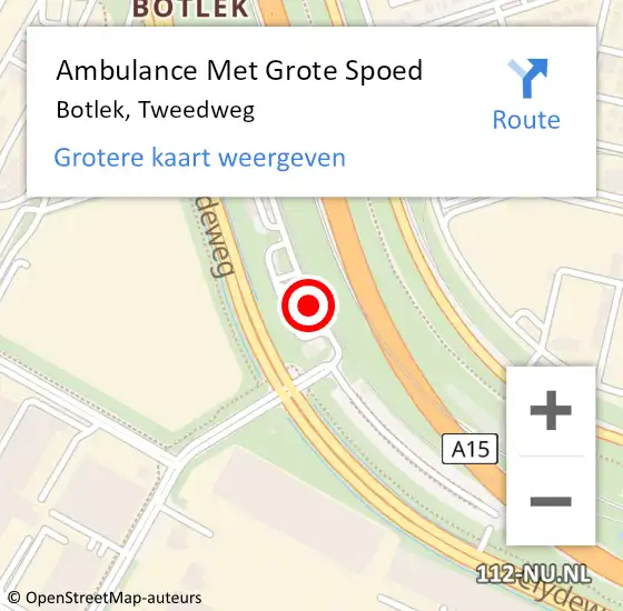 Locatie op kaart van de 112 melding: Ambulance Met Grote Spoed Naar Botlek, Tweedweg op 2 oktober 2021 16:26