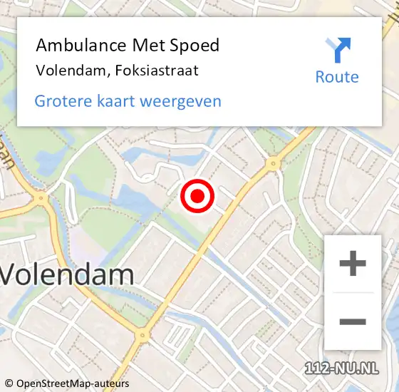 Locatie op kaart van de 112 melding: Ambulance Met Spoed Naar Volendam, Foksiastraat op 2 oktober 2021 16:35